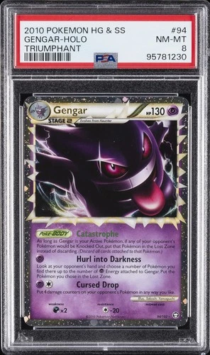 2010 POKEMON HEARTGOLD & SOULSILVER TRIUMPHANT #94 GENGAR-HOLO PSA 8