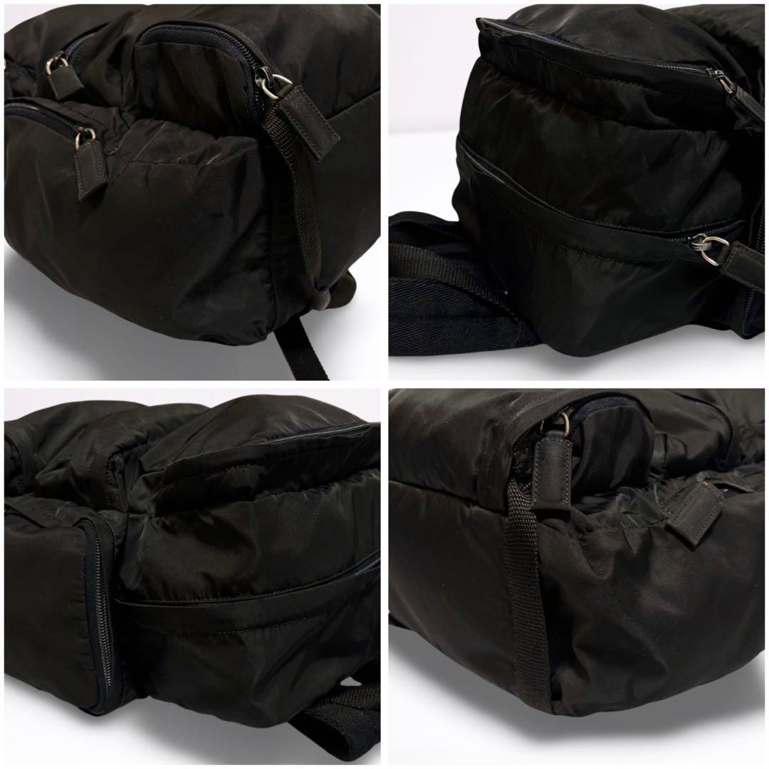 PRADA Backpack Triangle Logo Triangle Logo Black Nylon Men s Women s Unisex fr thumbnail 7