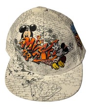 Disney Parks Mickey Mouse Graffiti All Over Print Baseball Cap White Hat Adult