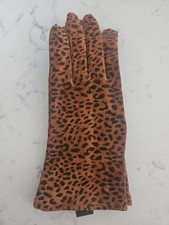 VTG Van Raalte Leopard Gloves Women Size L Genuine Leather Acrylic Lining New