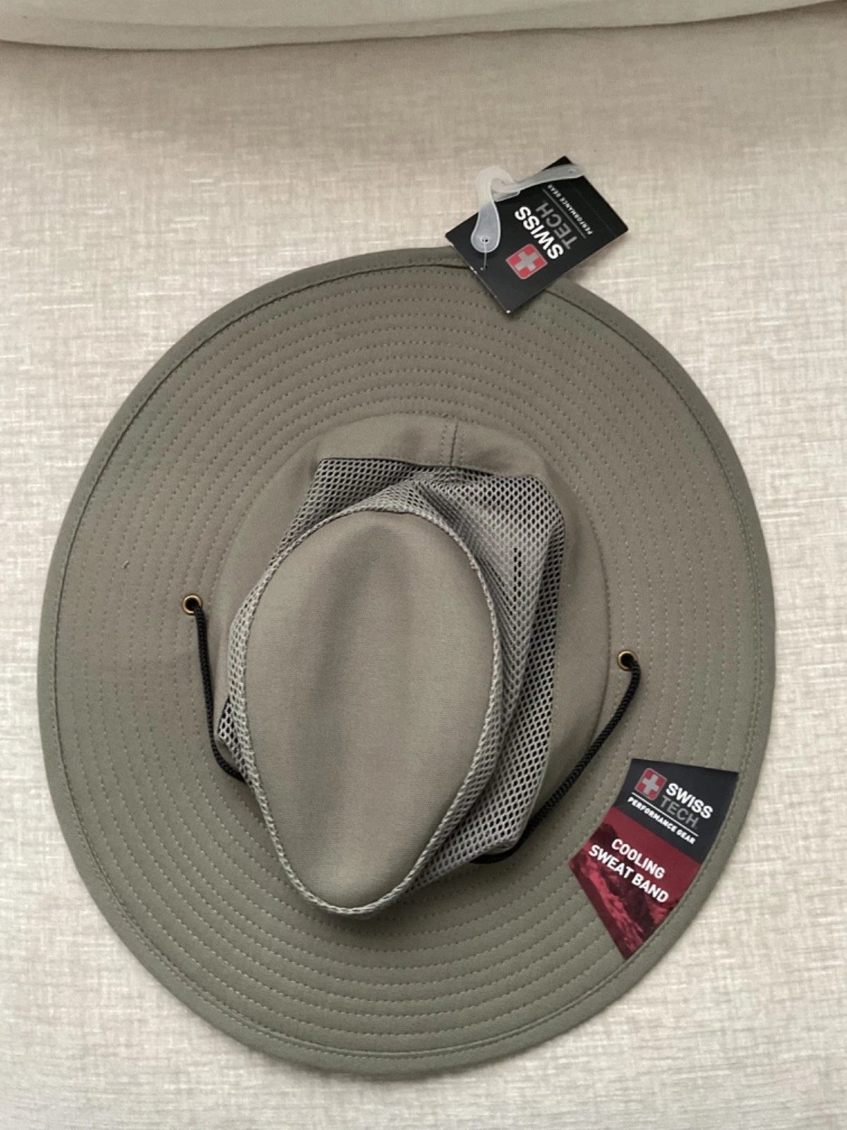 Swiss Tech Performance Gear Cooling Sweat Band Wide Brim Sun Hat Olive NWT
