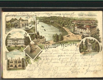 Woerlitz Sachsen-Anhalt tein Schloss Gothisches Haus Tempel Hotel x 1896