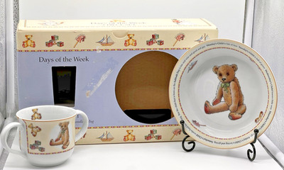 Royal Worcester Days of the Week Porringer Bowl & Double Handle Mug Set Boxed