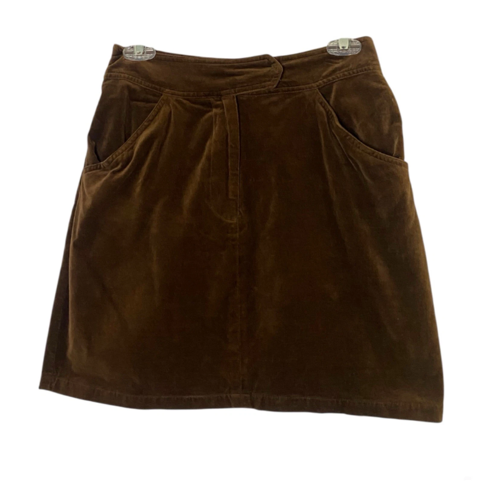 Vintage Y2K Brown Corduroy Cotton Skirt Kathy Ireland Size 6 Retro Grunge Boho