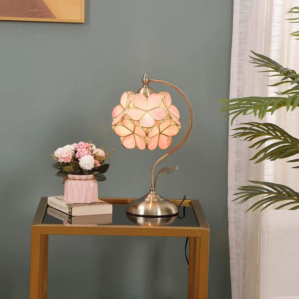 S10732 Tiffany Style Stained Glass Flower Petal Lampshade (Pink, 8" Cherry Bl... - Image 3 of 4