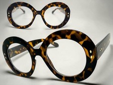 Oversized Vintage Retro Clear Lens EYE GLASSES Large Thick Round Tortoise Frame
