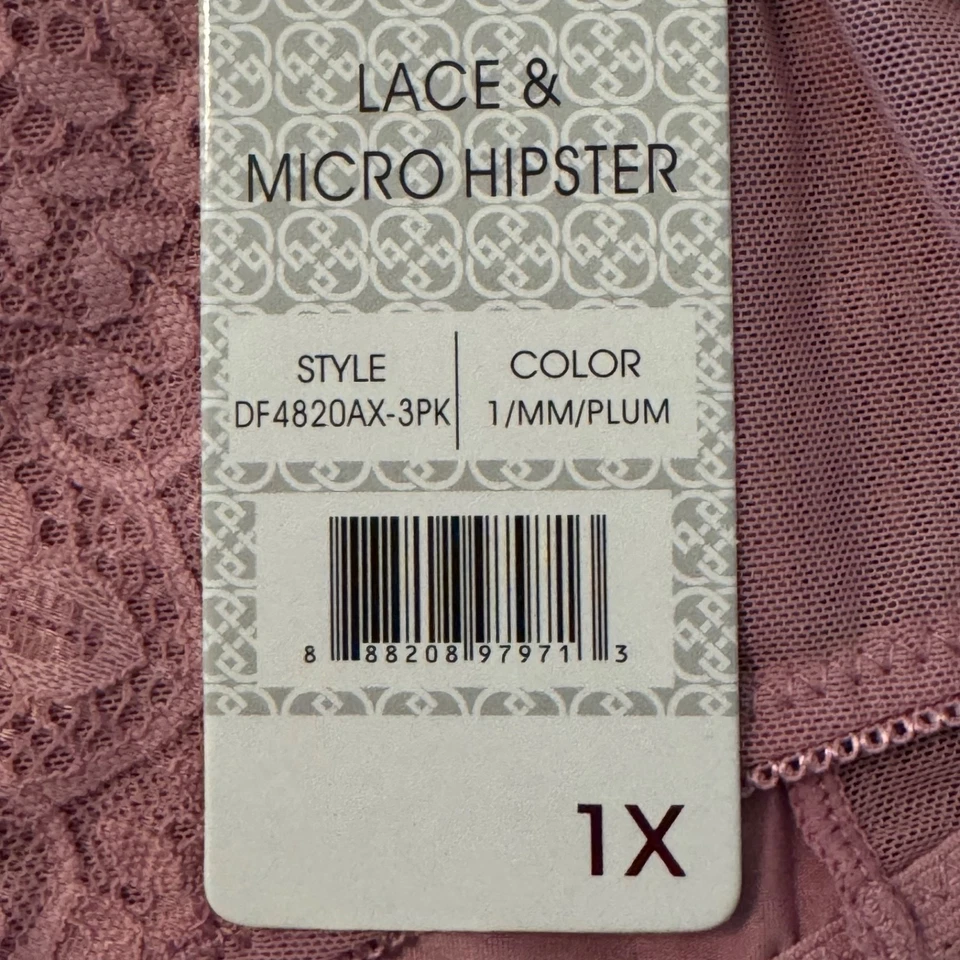 Женские хипстерские трусики Daisy Fuentes большого размера 1X с кружевным акцентом комплект из 3 - Изображение 3 из 4