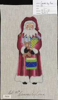 HP Needlepoint 18ct CANVAS BY ANN Christmas Santa with Toys & Presents PK30