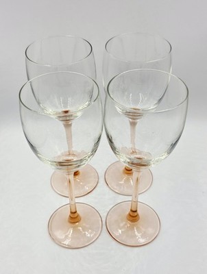 Luminarc Wine Glass Blush Pink stemmed, Set of 4 Vintage