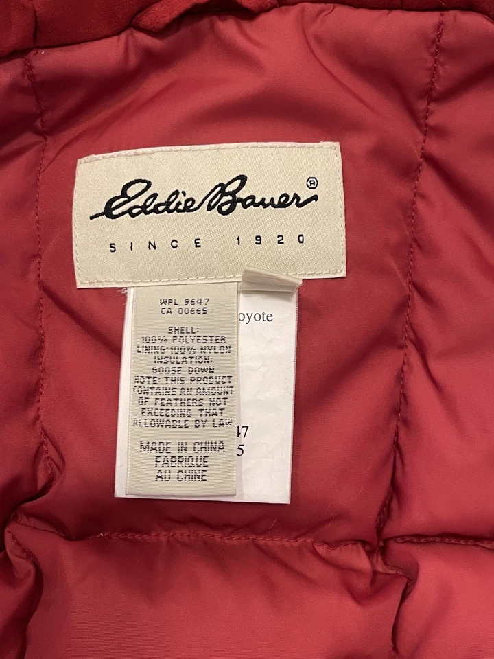 VTG Eddie Bauer Red Goose Down Premier Polar Parka Women S Canadian Coyote Fur - Image 2 of 4