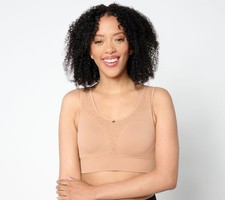 Breezies Women's Bra Sz L Floral Jacquard Seamless Wirefree Brown A641487