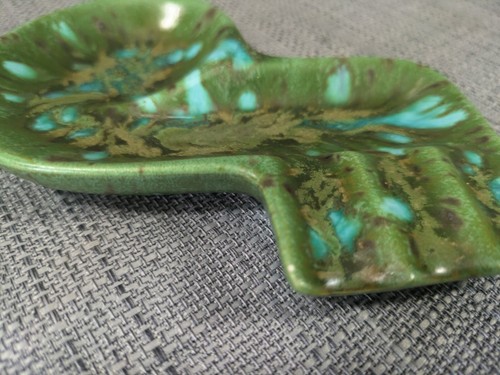 Vintage Hand Made Monterey Jade Ashtray CA Pottery Green Blue Music Note dish - Picture 5 of 7
