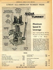 1957 Print Ad of Lyman All American Turret Reloading Press
