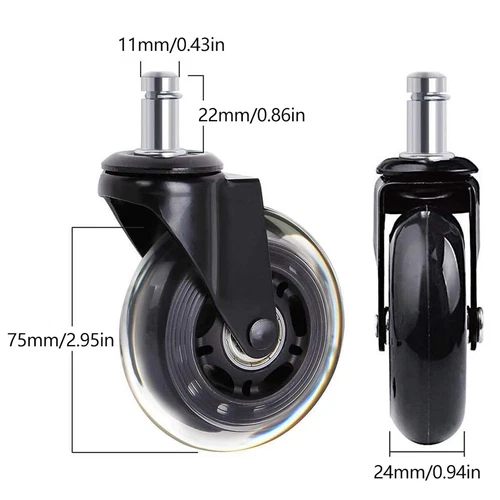 5X Rollerblade Office Desk Chair Wheel Replacement Rolling Caster Grip Ring3Inch - Picture 15 of 24