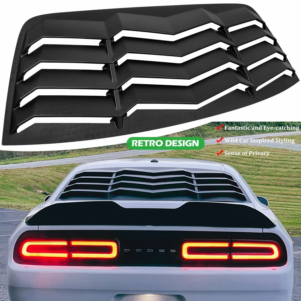 Persianas de ventana traseras + laterales para Dodge Challenger 2008-2023 GT Lambo negro mate Foto 2 de 4