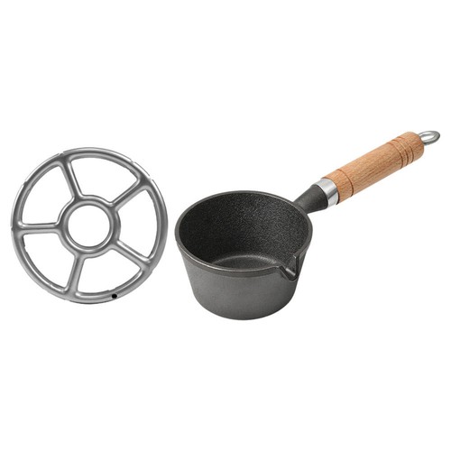 Cast Iron Mini Frying Pan Egg Skillet With Wooden Handle Drip Spout