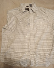 Chaps Stretch Oxford Short Sleeve Button Down Shirt Size XXL. Blue and White che
