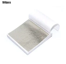 100pc Imitation Silver Foil Sheets Paper for DIY Gilding Craft Decoration Leaf