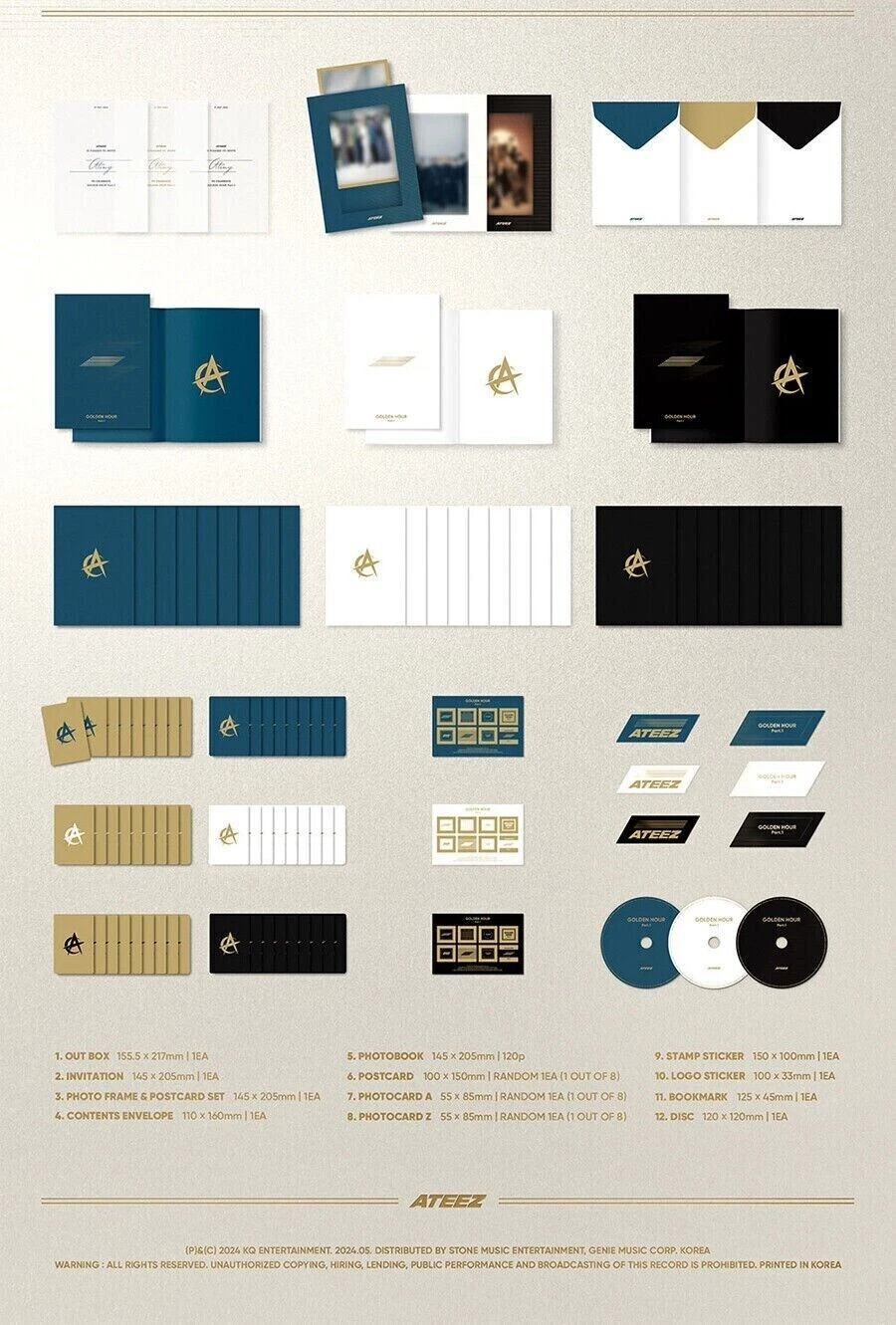 ATEEZ GOLDEN HOUR:PART.1 10th Mini Album 3 Ver SET/3 CD+3