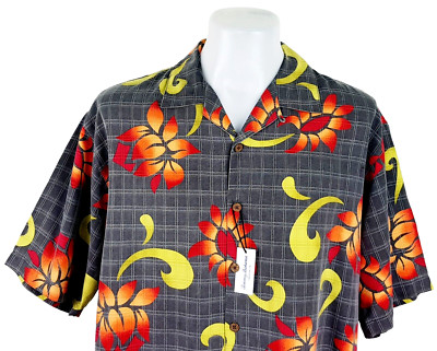 TOMMY BAHAMA RELAX Mens 100% Silk S/S LUXURY HAWAIIAN SHIRT - L - 50'' - RRP £119