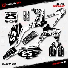Black & White Slick Racing Graphics Kit fits Honda CRF250R 14-17 Crf 250 Crf250