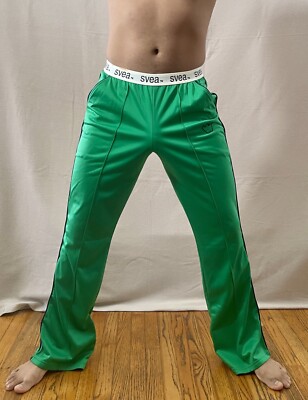 SVEA Vintage 90's Straight Leg Zippered Track Pants Green & Navy Size Large