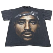 Vintage Tupac Shakur 2Pac Memorial Rap AOP XL BIG BOOTLEG Single Stitch T-shirt