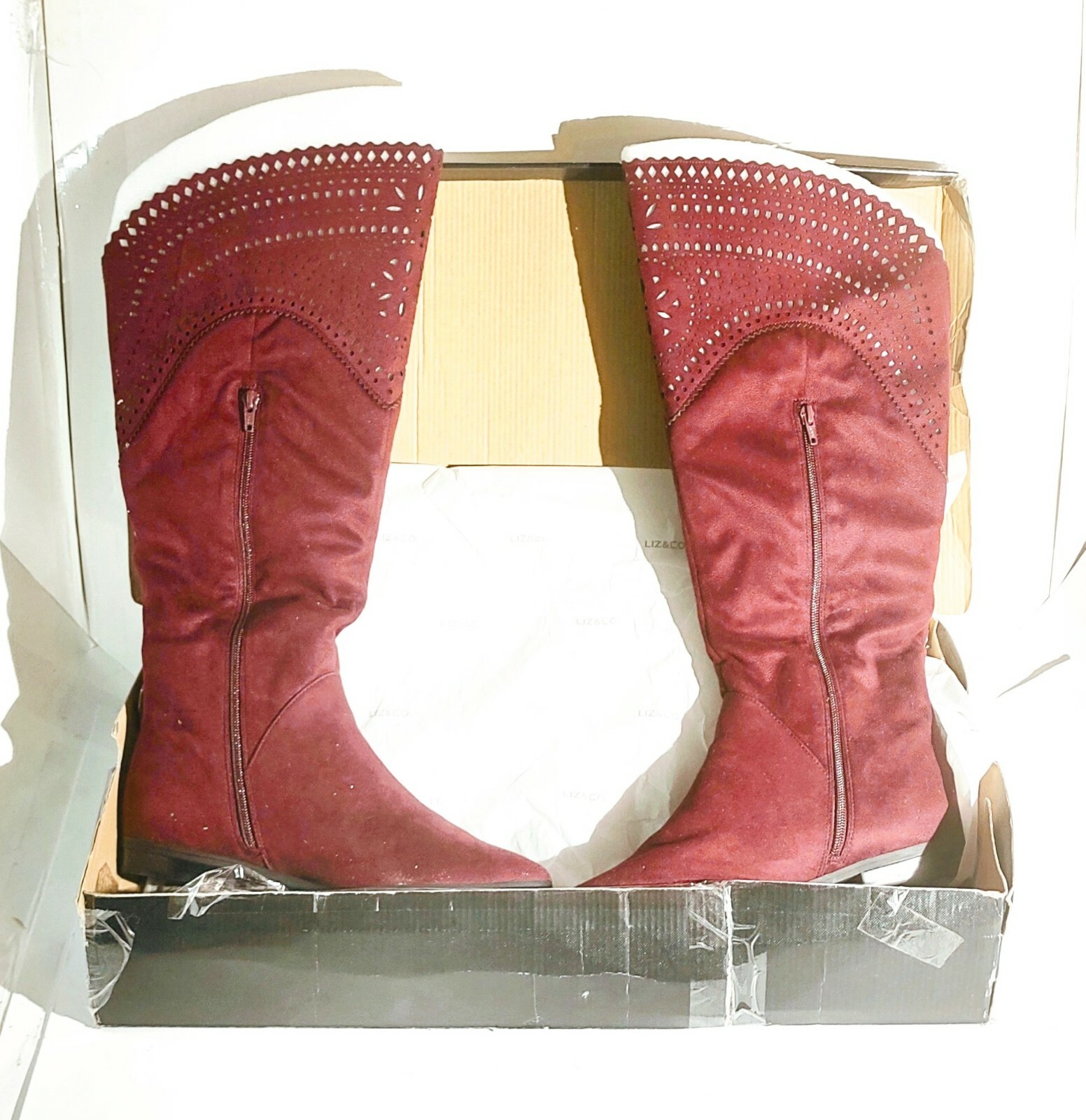 New Liz Claiborne eppie Boot Burgundy Soft Over the Knee Chunky Heel