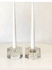 BLENKO Art Glass Ice Cube Candle Stick Holder ~ Set Of 2