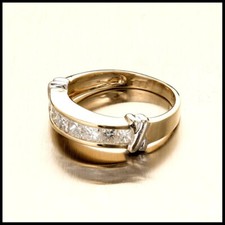 2ct Simulated Diamond Wedding Band Half Eternity Channel Yellow Gold Plated