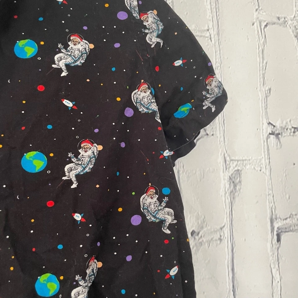 Denim & Flower boy’s outer space Santa Button Down Shirt - Image 3 of 4
