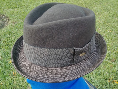 SCALA PORK PIE FEDORA WOLLE/LANA BRAUN, GRÖSSE MEDIUM