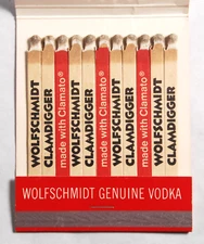 Vintage Giant Wolfschmidt Vodka Clamdigger Matchbook, Intact, Unstruck