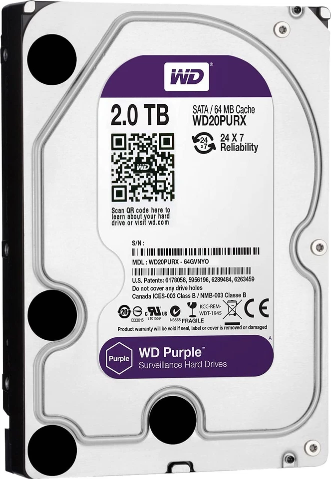 Western Digital Purple WD20PURX 2TB 3.5" SATA Surveillance CCTV Desktop PC HDD
