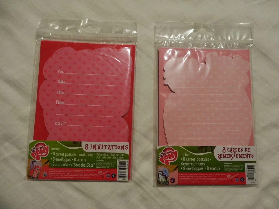 Invitaciones de fiesta de cumpleaños y notas de agradecimiento para niñas My Little Pony 8 de cada una Foto 2 de 4