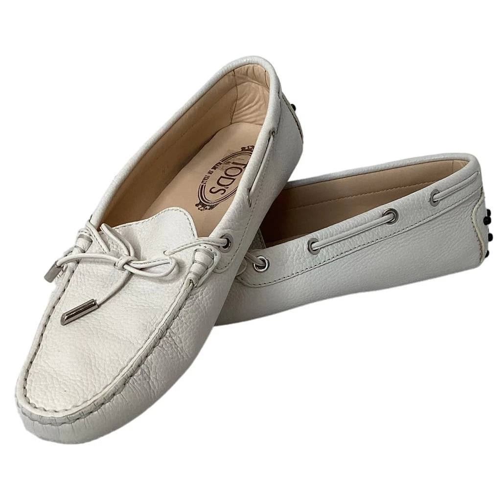 TOD’S Mocassini slip on guida da donna in pelle gommino bianchi 10