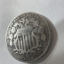 1882 Shield Nickel Has A Light Scratch Bottom Obverse