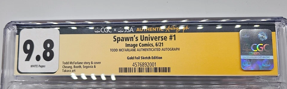 Universo Spawn #1 Variante Lámina de Oro Firmado por Todd MCFARLANE CGC 9.8 Foto 3 de 4