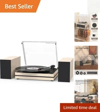 Elegant Vintage Vinyl Record Player with Bluetooth & Dual Speakers - White