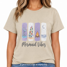 T-shirt met zeemeermin-thema voor dames – Strand, oceaanliefhebber, kust, zomer, print