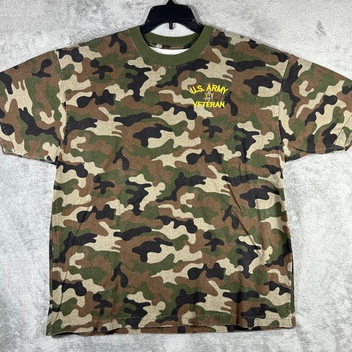 US Army Veteran Camo Shirt Embroidered Cotton