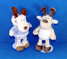 2x NICI RENTIER HANK Happy Winter Elch Plüsch beige braun hellblaue Jacke 32 cm