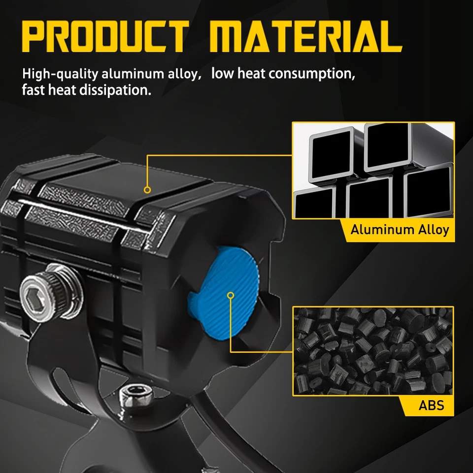 2X Motorcycle LED Headlight Fog Driving Auxiliary Spot Light Lamp White Yellow - Image 3 of 4