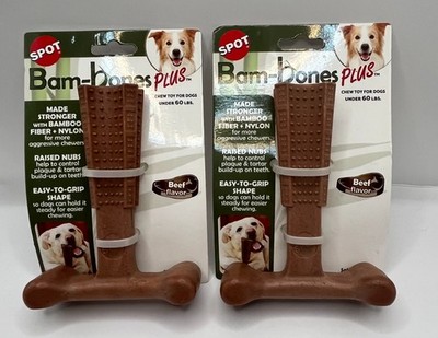 NEW SPOT Bam-Bones Plus 4'' Beef Flavor Dog Chew Qty 2