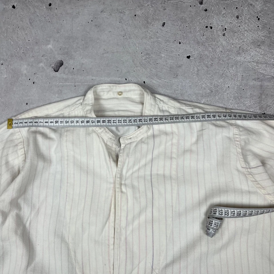 Camisa social masculina eduardiana francesa antiga por volta de 1900 com bordado masculina - Imagem 4 de 4