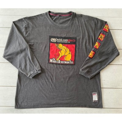 Vintage Ecko Unltd Magic Dustman Long Sleeve Shirt Grey Y2K Streetwear 2XL