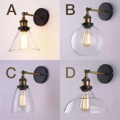MOONLIGHT RETAIL New Modern Vintage Industrial Retro Loft Glass Edison Lamp Shade Wall Light