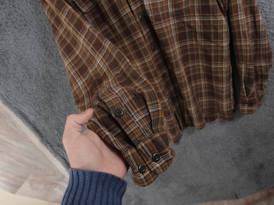 Camisa Filson Hombre Mediana Franela Marrón Chocolate Cuadros Campo Caza Tiro Foto 4 de 4