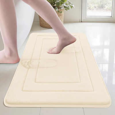 Super Soft Memory Foam Bath Mat, Cream Bathroom Rugs, Non Slip Bath Mats for Bat