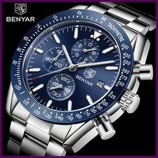 Hombres Marca Superior Lujo Completo Acero Negocios Cuarzo Informal Impermeable Relojes Regalo